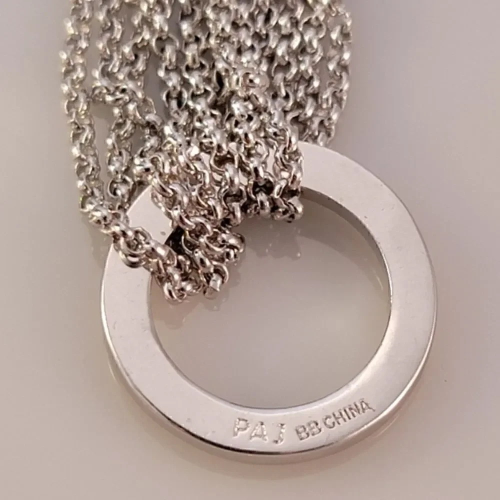 New Black Circle Chain Multi Silver Strands Toggle Bracelet